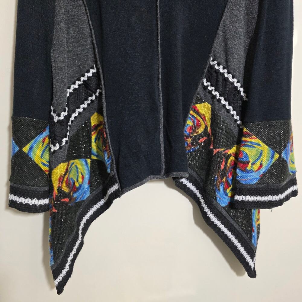 Adore asymmetrical striped wide colorful metallic sleeve button sweater woman L - Picture 12 of 13